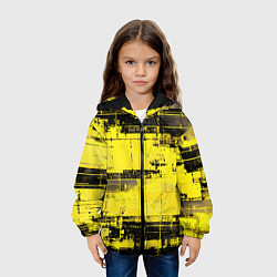 Куртка с капюшоном детская Чёрно-жёлтый техно-паттерн, цвет: 3D-черный — фото 2