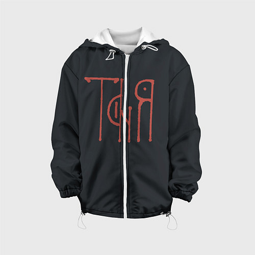 Детская куртка Таня - красная надпись вязью / 3D-Белый – фото 1