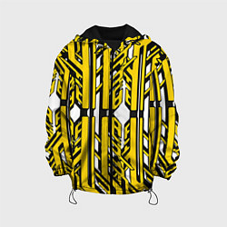 Детская куртка Чёрно-жёлтые техно полосы на белом фоне