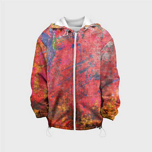 Детская куртка Абстракция - red yellow grunge / 3D-Белый – фото 1