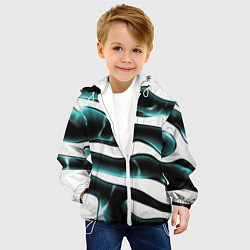 Куртка с капюшоном детская Абстрактный черно-зеленый камуфляж, цвет: 3D-белый — фото 2