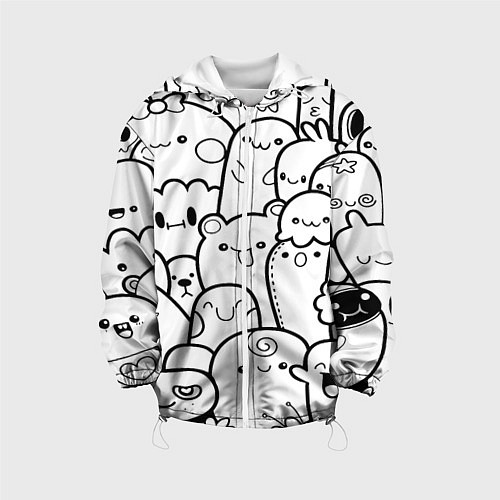 Детская куртка Doodle monsters / 3D-Белый – фото 1