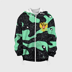 Детская куртка Текстурный черно-зеленый камуфляж
