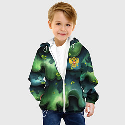 Куртка с капюшоном детская Летний абстрактный камуфляж, цвет: 3D-белый — фото 2