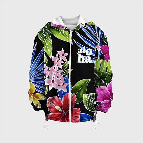 Детская куртка Tropical flowers - aloha / 3D-Белый – фото 1