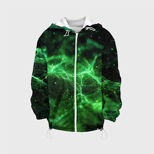 Детская куртка Зеленая связь текстура / 3D-Белый – фото 1