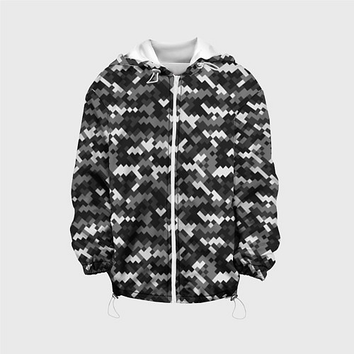 Детская куртка Серая пиксельная текстура / 3D-Белый – фото 1