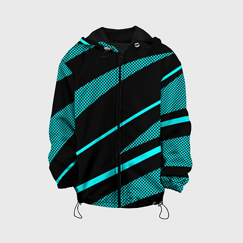 Детская куртка Чёрный с голубым полосы текстура / 3D-Черный – фото 1