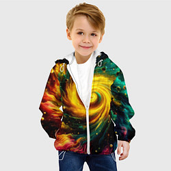 Куртка с капюшоном детская Neon space - ai art fantasy, цвет: 3D-белый — фото 2