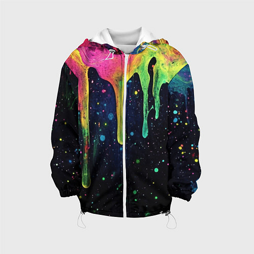 Детская куртка Разноцветные потеки краски / 3D-Белый – фото 1