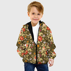 Куртка с капюшоном детская Розы садовые и цветы полевые, цвет: 3D-черный — фото 2