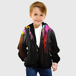 Куртка с капюшоном детская Разноцветная рельефная краска текстура, цвет: 3D-черный — фото 2