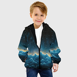 Куртка с капюшоном детская Облака и черное небо текстура, цвет: 3D-черный — фото 2