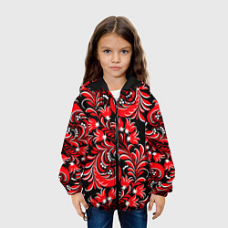 Куртка с капюшоном детская Хохлома - красная роспись, цвет: 3D-черный — фото 2