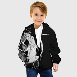 Куртка с капюшоном детская Футбольный мяч в сетке ворот, цвет: 3D-черный — фото 2