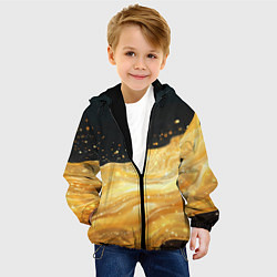 Куртка с капюшоном детская Золотистая материя на черном фоне, цвет: 3D-черный — фото 2