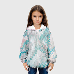 Куртка с капюшоном детская Серо-бирюзовый абстрактный, цвет: 3D-белый — фото 2