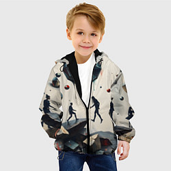 Куртка с капюшоном детская Сюрреалистичные люди и камни, цвет: 3D-черный — фото 2