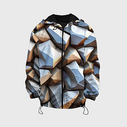 Куртка с капюшоном детская Каменно металлическая абстракция, цвет: 3D-черный