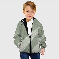 Куртка с капюшоном детская Светлый серо-зелёный абстрактный, цвет: 3D-черный — фото 2