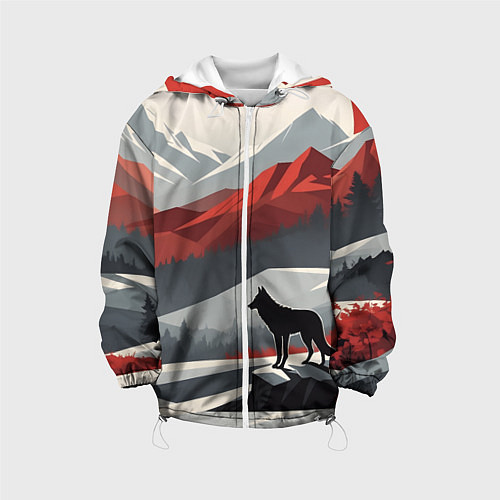 Детская куртка Лиса и красные горы / 3D-Белый – фото 1