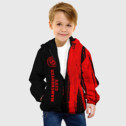 Куртка с капюшоном детская Manchester City - red gradient по-вертикали, цвет: 3D-черный — фото 2