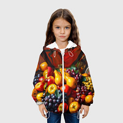 Куртка с капюшоном детская Фруктовый натюрморт, цвет: 3D-белый — фото 2