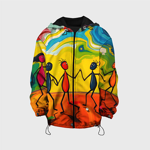 Детская куртка Дружба человечков / 3D-Черный – фото 1