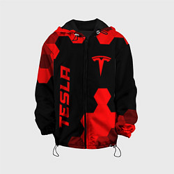 Куртка с капюшоном детская Tesla - red gradient вертикально, цвет: 3D-черный