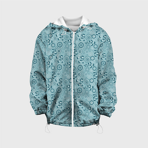 Детская куртка Бирюзовый деревенский узор ретро / 3D-Белый – фото 1