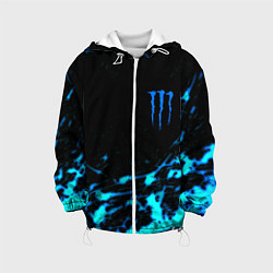 Куртка с капюшоном детская Monster energy голубые краски, цвет: 3D-белый
