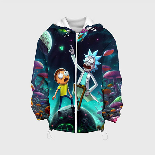 Детская куртка Рик и Морти на планете сказочных грибов / 3D-Белый – фото 1