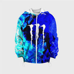 Куртка с капюшоном детская Monster energy синий дым, цвет: 3D-белый