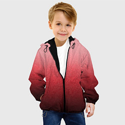 Куртка с капюшоном детская Мягкий градиент красно-розовый текстура крошка, цвет: 3D-черный — фото 2