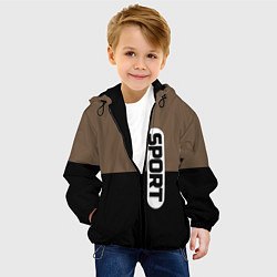 Куртка с капюшоном детская Sport чёрно-коричневый с белым, цвет: 3D-черный — фото 2