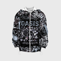 Куртка с капюшоном детская Oasis на фоне гитар, цвет: 3D-белый