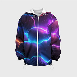 Детская куртка Синие и фиолетовые молнии в разломе