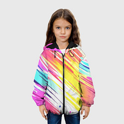 Куртка с капюшоном детская Брызги краски на белом фоне, цвет: 3D-черный — фото 2