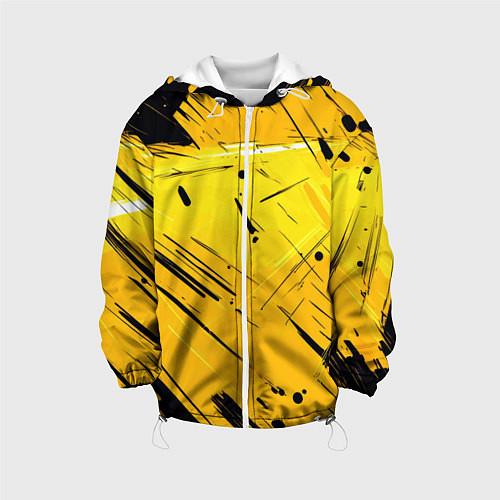 Детская куртка Желтая краска на черном фоне / 3D-Белый – фото 1