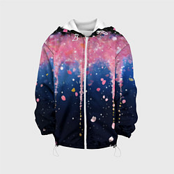 Куртка с капюшоном детская Розово-синяя текстура, цвет: 3D-белый