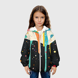 Куртка с капюшоном детская Разноцветные капли текстура, цвет: 3D-белый — фото 2