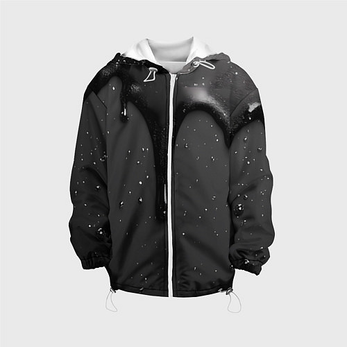 Детская куртка Черная текстура - хром / 3D-Белый – фото 1