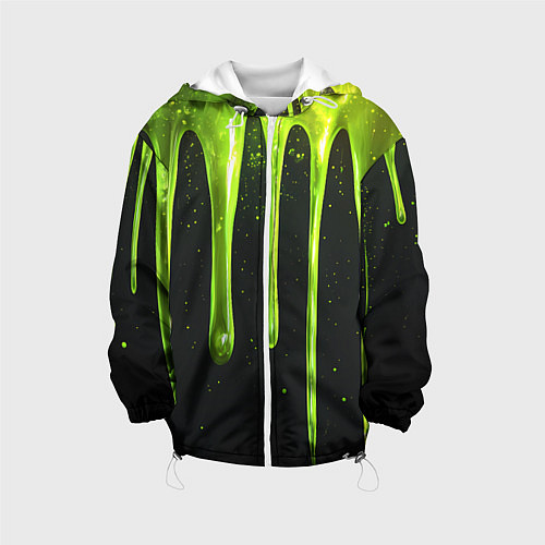 Детская куртка Слизь зеленая текстура / 3D-Белый – фото 1