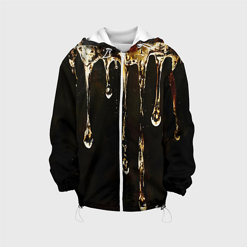 Детская куртка Мед на коричневой текстуре / 3D-Белый – фото 1