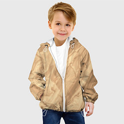 Куртка с капюшоном детская Бежевая текстура каменная мрамор, цвет: 3D-белый — фото 2