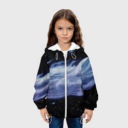 Куртка с капюшоном детская Синяя волна в космосе - текстура, цвет: 3D-белый — фото 2