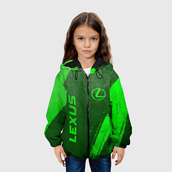Куртка с капюшоном детская Lexus - green gradient вертикально, цвет: 3D-черный — фото 2
