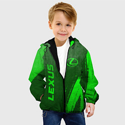 Куртка с капюшоном детская Lexus - green gradient вертикально, цвет: 3D-черный — фото 2