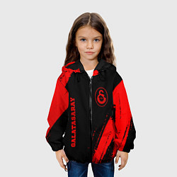 Куртка с капюшоном детская Galatasaray - red gradient вертикально, цвет: 3D-черный — фото 2