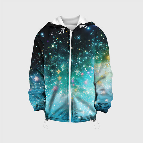 Детская куртка Бирюзовые блестки фон / 3D-Белый – фото 1